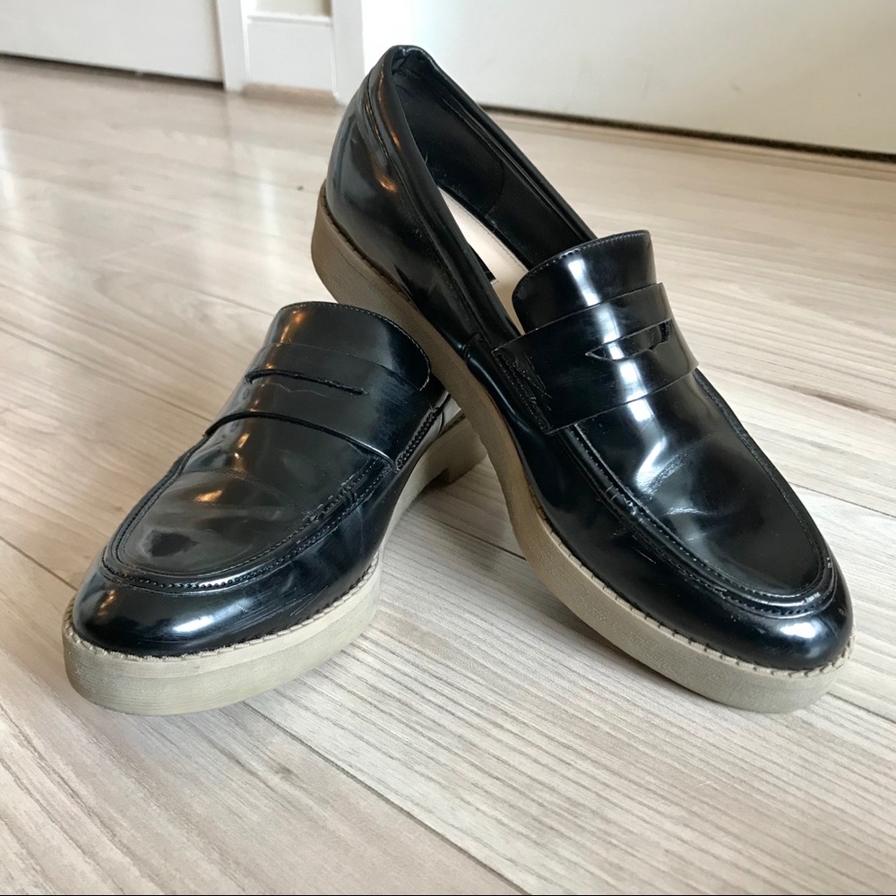 Zara Trafaluc Black Platform Loafer w/ Gum Sole